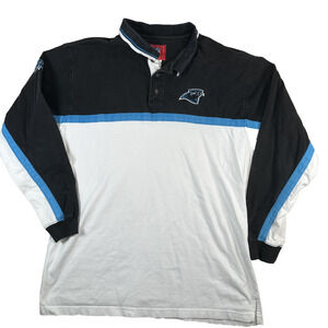 VTG Carolina Panthers NFL Long Sleeve Polo Shirt Men's Size 2XL Y2K Logo Script